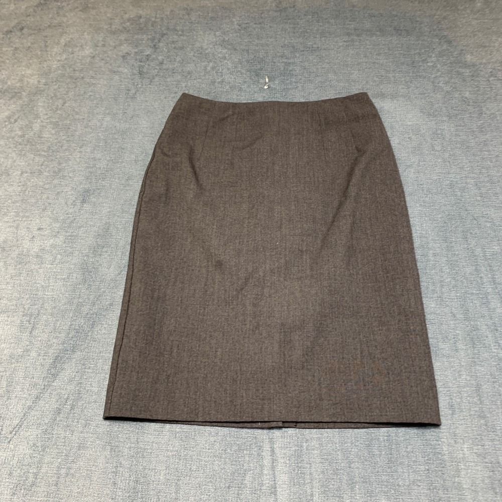 H&M Pencil Skirt Womens 4 Charcoal Gray Lined Pleated Formal Back Slit Zipper